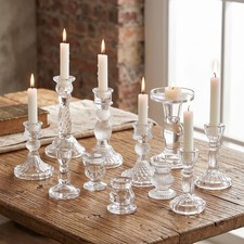 Mumufy 10 Pcs Glass Taper Crystal Candle Holders,Classic,Clear Classic Clear picture