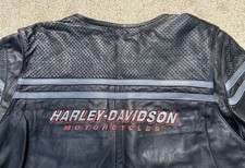 Harley-Davidson Black Genuine Leather Motorcycle Jacket w/ Mesh Panels Size M picture