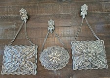 Vintage Turkish 900 Silver Harem Mirror Vanity Set 3pc Repousse Hand Chased picture