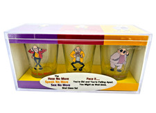 Vtg '03 Shot Glasses Set Funny Retirement Aging Gift Hear Speak See No More NIB picture
