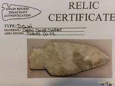 Papered Central Texas Delhi Arrowhead, Prehistoric Artifact *FREE SHIPPING* PB28 picture