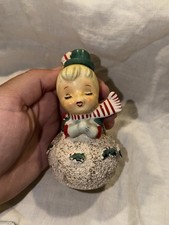 Vintage GEO Z LEFTON “KISSING GIRL SNOWBALL” CHRISTMAS BELL FIGURINE Japan picture