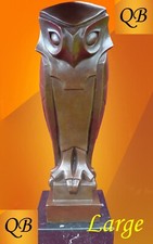 WISE OWL BRONZE FIGURE 1920'S ART DECO  SCULPTURE STATUE CUBIST BIRD FIGURINE picture