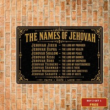 Jehovah Names Bible Verse Tin Sign Christian Faith Metal Plaque picture