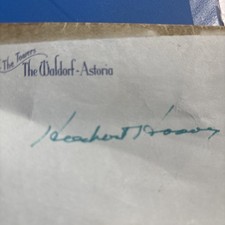 HERBERT HOOVER signed Waldorf Astoria stationary notecard 31st U.S. PRESIDENT picture
