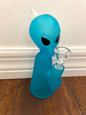 6.5” Premium Glass Water Pipe Alien Blue 14mm picture