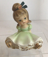 Vintage Napco Bloomer Girl In Green Dress Figurine C6730 picture