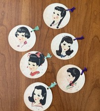 Vintage 1945 Junichi Nakahara Signed Japanese Shojo Girl Illustration Tag Lot picture