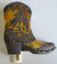 Cowbooy Boot Night Light Western Americana Bronco Metal Resin Tested Works picture