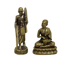 Phra Sivali Upakut Mini Brass Statue Set Thai Buddhist Amulet Prosperity picture