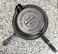 Griswold #8 Cast Iron Waffle Iron New American 976 977 884 Wood Handles 1901 picture