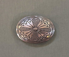 Vintage Navajo Sterling Silver Belt Buckle Signed MJ picture