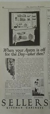 1923 Sellers kitchen cabinet furniture when your apron is off vintage ad picture
