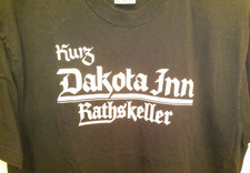 Black KURZ DAKOTA INN RATHSKELLER Logo T Shirt XL 100% Cotton Detroit German Bar picture