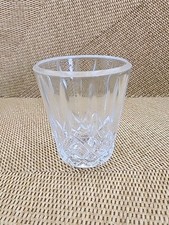 Vintage Circa Lead Crystal Clear Candle Holder With Faceted Base & Edge picture