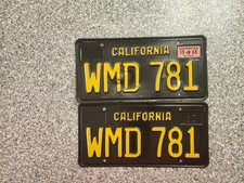 1963 Black California License Plates, 1968 Validation Sticker, DMV Clear picture