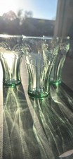 Vintage 90s Libbey Mini Coca-Cola Glasses Green Contour Set of 3 6oz picture