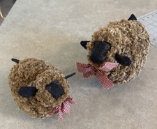 2 Vintage Handmade Curly Burlap Sheep Figurines  7