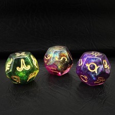 Bescon 3-Piece Astrological D12 Dice Set, 3 Colors, Magical Stone Effect picture