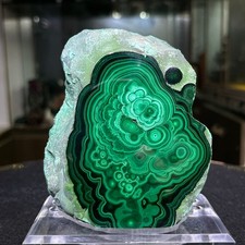 1.9LBNatural Malachite Specimen with Full Eye Rings Healing Crystal Acrylic Stan picture