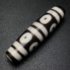 Vintage Himalayan 8-Eyes Tibetan Dzi Beads Old Agate Amulet Pendant 47.5×12mm picture