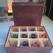 1937 English Version 8 Bottles of Pelican Ink in Original 12 Space Box picture