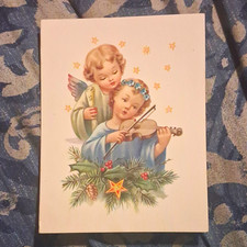 Crestwick Vintage Christmas Greeting Card Angel Girl Playing Violin (15) Cards picture