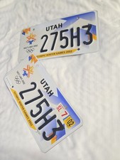 Utah 2002 Salt Lake Olympic Winter Games License Plates Pair 275H3 Matching Set picture