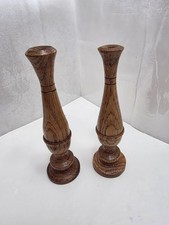 Handturned oak wood bud vase with classic baluster profile set (#4). picture