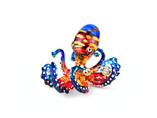Hand Blown Rainbow Glass Octopus Figurine Art Glass Marine Ocean Decor Sculpture picture