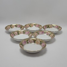 Antique Bavaria Prince Regent China LDB Co Germany Rose Hand Painted Bowls 6 Pcs picture