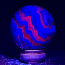 1.87LB Natural Black Rose Fluorite Sphere Decor/Fluorescent Glow Under UV Light picture