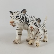 Vintage Schleich White Tiger Mother & Cub Animals Figures Toys 2005 (2 Pcs) picture