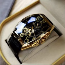 Automatic Wheel Hollow Mechanical Watch Skeleton Tonneau Multi Moonphase picture