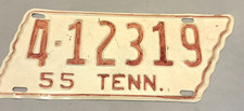 Vintage 1955 Tennessee License Plate Original Paint 4-12319 TN State-Shaped picture
