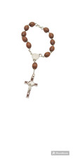 Bracelet Olive Rosary Wood Metal Cross Jerusalem Handmade Beads Cross Catholic picture