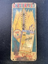 ​Vintage 1950's Chesterfield Cigarettes Tobacco Embossed Metal Thermometer Sign picture