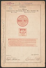 Photo:E S Wells 1875 Rough on Rats Poison Trade Mark Label Print picture