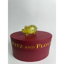 Fitz and Floyd Glass Menagerie Pig Yellow Green Swirl Figurine 2003 43/102 picture