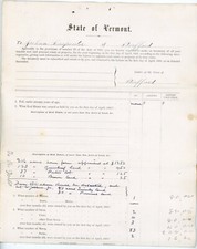 1881 Vermont Estate Inventory Joshua Carpenter of Stafford Land, Livestock Debts picture