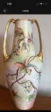 Antique 1922 Bavarian Porcelain Vase - Hand-Painted Berry Motif  E.K Kassim picture