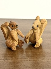 2 Vintage Zoo Line Match Box Wooden Articulated Squirrel Figure Wood Japan picture