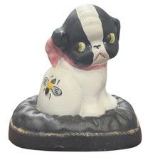 Hubley Vintage Cast Iron Puppo Dog Coin Bank Fido Boston Terrier Repro picture