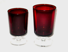 Vintage Ruby Red Glass Footed Tumblers Made in France  picture