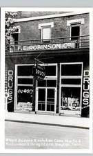 F.E. ROBINSON DRUGS dayton tn c1950s postcard tennessee real photo rppc scopes picture