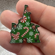 Disney Green Castle with Candy Pin. Hidden Mickey. Candy Cane And Snow. Christma picture