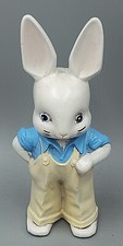 Hand Painted  Bunny Rabbit In Overalls Figurine 6