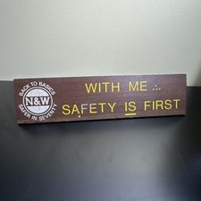 Vintage N&W Railway Desk Sign Norfolk & Western Back To Basics Safer In Seventy picture