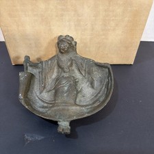 Vintage Naughty Geisha Heavy Cast Metal Ashtray / Novelty Trinket Dish picture