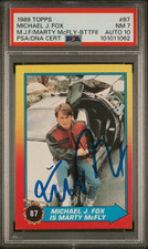 1989 Topps Michael J Fox Signed Back to the Future II Card #87 PSA 7 DNA 10 Auto picture